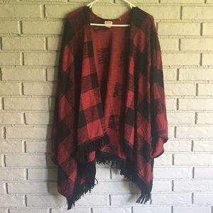 Black and red poncho